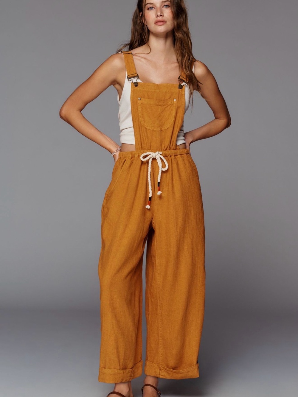Anthropologie Pilcro Drawstring Linen Overalls - NWT